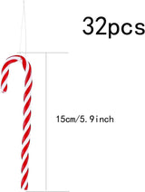 Christmas Decorations - 32 Pieces of Christmas Candy Canes - Red Christmas Hangers - Approx. 15 cm - For Christmas Tree and Interior - Front View