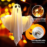 Halloween Decoration - 2 Pieces Hanging Ghosts - With LED Lighting - For Outdoors and Gardens - Spooky Party Atmosphere - Side View