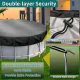 Round Pool Cover - Robust 420D Oxford Fabric Cover for Garden Pools with Drawstring - Waterproof Round Pool Cover with Winding Cord and Ground Pegs - 6 ft - Top-Down View