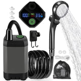 Portable Shower Pump with Rechargeable 6000mAh Battery - Outdoor Shower IPX7 Waterproof - With Temperature Display - Suitable for Camping, Car Washing and Pet Washing (Gray)