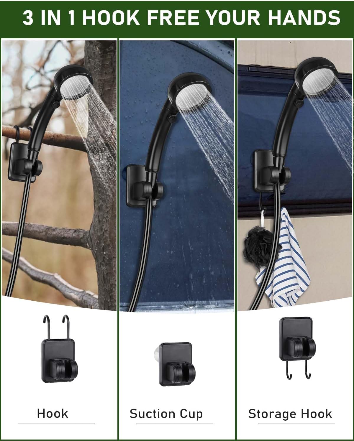 Portable Shower Pump with Rechargeable 6000mAh Battery - Outdoor Shower IPX7 Waterproof - With Temperature Display - Suitable for Camping, Car Washing and Pet Washing (Gray)