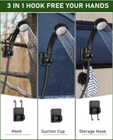 Portable Shower Pump with Rechargeable 6000mAh Battery - Outdoor Shower IPX7 Waterproof - With Temperature Display - Suitable for Camping, Car Washing and Pet Washing (Gray) - Front View