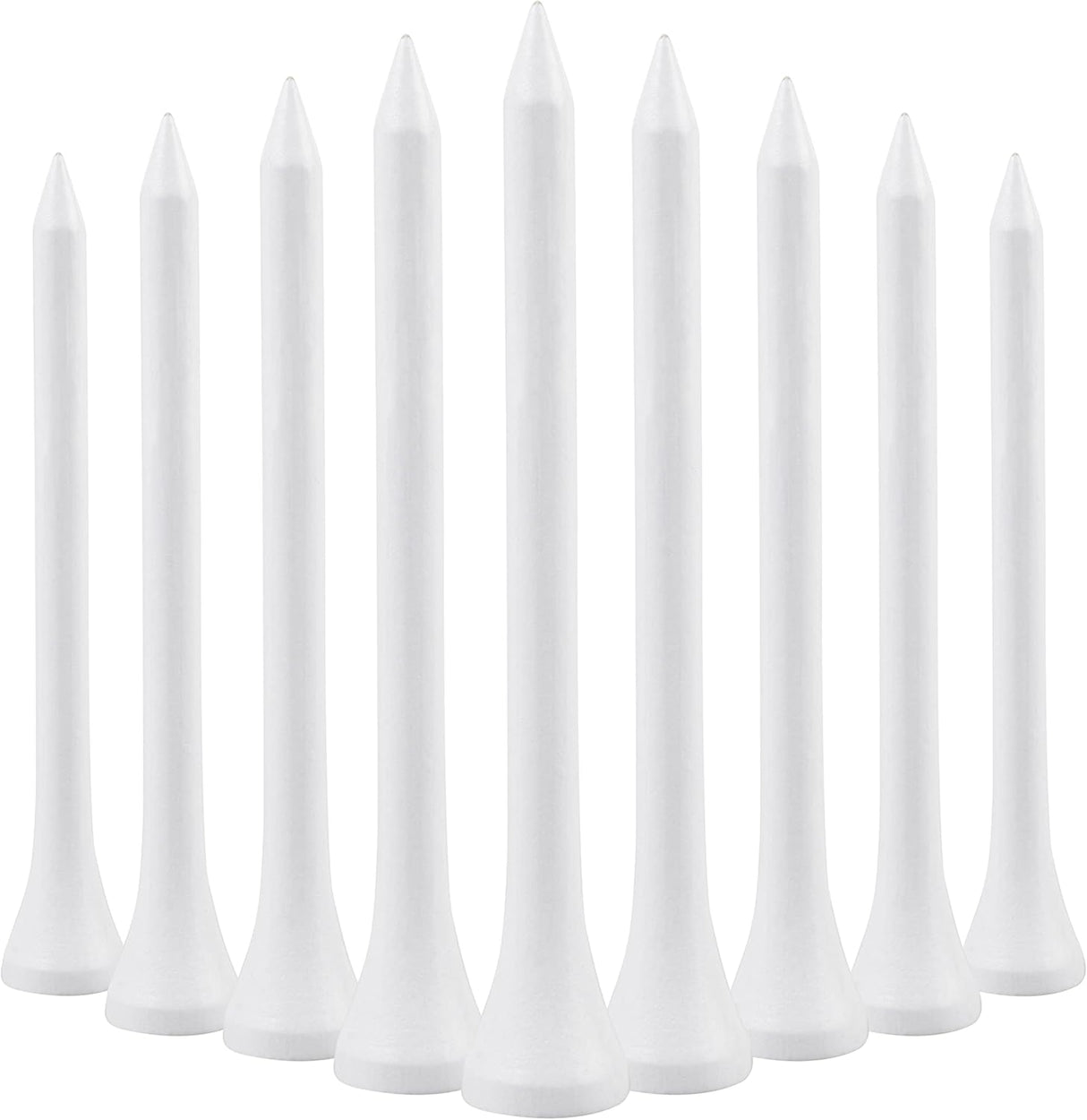 Wooden golf tee - 70 mm - White - 100 pieces