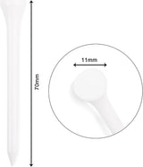 Wooden golf tee - 70 mm - White - 100 pieces - Front View