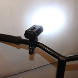 Bicycle lamp - High lumen bicycle headlamp, 2 LEDs - Super bright headlamp - 7 modes for all bicycles, mountain bikes, racing bikes - Rechargeable via USB - Top-Down View