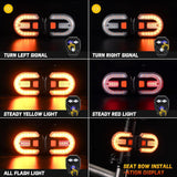 LED Bicycle Rear Light - with Turn Signal - Split Bicycle Rear Light - Bicycle Indicator Light USB Rechargeable - Suitable for Bicycles, Warning for Bicycle Safety Bicycle Light 5 Modes - Front View