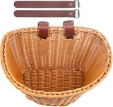 Bicycle basket - D-shaped bicycle basket for the handlebars - Storage box for the handlebars - Woven plastic - With 2 adjustable straps