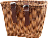 Bicycle basket - D-shaped bicycle basket for the handlebars - Storage box for the handlebars - Woven plastic - With 2 adjustable straps - Front View