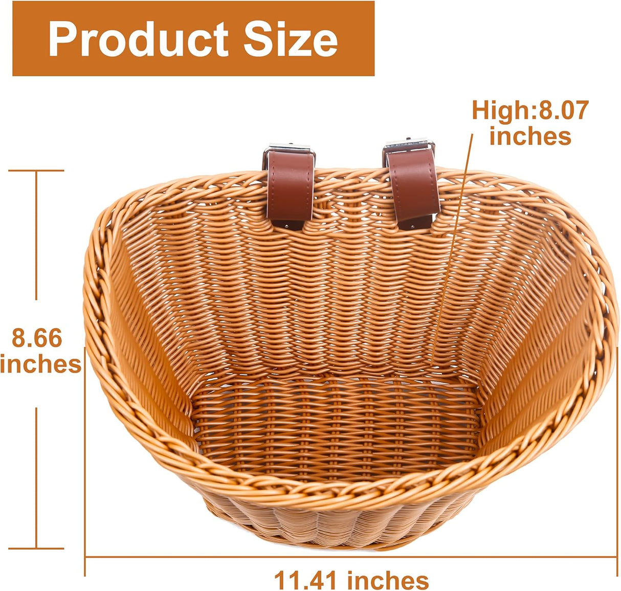 Bicycle basket - D-shaped bicycle basket for the handlebars - Storage box for the handlebars - Woven plastic - With 2 adjustable straps