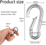 Buckle - M6 buckle - Suitable for hiking, camping, fishing, dog leashes, etc. - 60mm - Can bear 70kg - 10 pieces (not suitable for climbing) - Side View