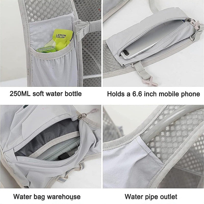 Backpack - Running Hydration Vest - Lightweight Insulated Backpack with 1.5L Hydration Blaster - Suitable for Hiking, Trail Running, Cycling, Racing & Marathons - Gray