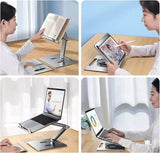 Computer Stand - Adjustable Lift Stand - Suitable for laptop, tablet, textbooks, cookbooks and magazines - Cooling vents - Metal - Silver - Top-Down View