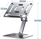 Computer Stand - Adjustable Lift Stand - Suitable for laptop, tablet, textbooks, cookbooks and magazines - Cooling vents - Metal - Silver - 45-Degree Angle
