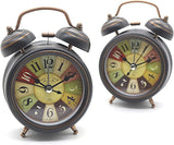 Alarm Clock - Retro Mini Silent Alarm Clock - with Night Light - Retro Arabic Digital Analog Quartz Alarm Clock - Ticking Double Bell Alarm Clock - Desk Clock with Alarm - Silent Clock - Front View