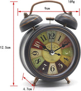 Alarm Clock - Retro Mini Silent Alarm Clock - with Night Light - Retro Arabic Digital Analog Quartz Alarm Clock - Ticking Double Bell Alarm Clock - Desk Clock with Alarm - Silent Clock