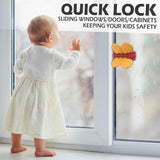 Child Lock Window Locks - Child-Safe Sliding Door Lock - Dragonfly Motif - Child Lock - Suitable for Windows and Doors - Quick-Sliding Door Lock, Patio Door Lock for Babies and Pets - 3 Pieces - Yellow - Side View