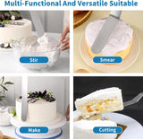 Icing Spatula - Offset Spatula - Stainless Steel Cake Decorating Spatula Set 6/8/10/12 Inch Professional Angle Cake Spatula with Plastic Icing Handle - for Home, Kitchen or Bakery - Set of 4 - Side View