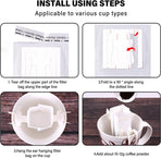 Coffee Filter Bags - with Hanging Loop - Portable Paper Coffee Filters for Most Cups - Travel, Camping, Home, Office - Pack of 100