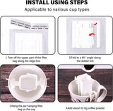 Coffee Filter Bags - with Hanging Loop - Portable Paper Coffee Filters for Most Cups - Travel, Camping, Home, Office - Pack of 100 - Side View