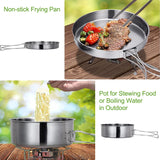 Camping Cookware Set - Multifunctional Portable Stainless Steel Cookware Set - Suitable for 2-3 People - Outdoor Picnic - Set of 4 - Side View
