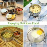 Camping Cookware Set - Multifunctional Portable Stainless Steel Cookware Set - Suitable for 2-3 People - Outdoor Picnic - Set of 4 - 45-Degree Angle