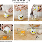 Egg White Separator - Ceramic Egg Yolk Separator - Portable Kitchen Gadget - Yellow Chicken - 2 Pieces - Side View