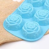Cavity Flower Shaped Silicone Molds - Non-Stick Silicone, Jumbo Roses, Suitable for Candy, Chocolate, Jelly, Ice Cubes and Roses - Set of 3 - Front View