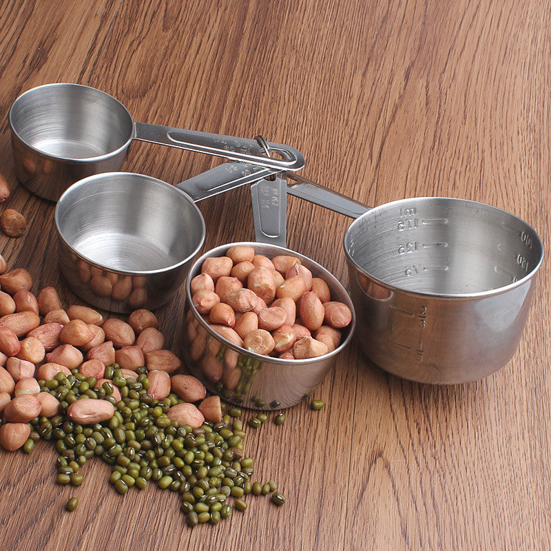 Stainless Steel Measuring Cups - 60, 80, 120, 235 ml - Silver - Set of 4