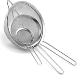 Strainers - Marine Grade Stainless Steel - Fine Mesh - Heat Resistant - No Sharp Edges - Corrosion Resistant - Pack of 3 (8cm, 12cm & 18cm)