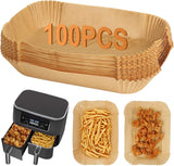 Silicone Baking Paper - Suitable for Airfryer Liners - Compatible with Dual-Zone Fryers - 100 Pieces