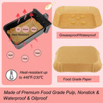 Silicone Baking Paper - Suitable for Airfryer Liners - Compatible with Dual-Zone Fryers - 100 Pieces