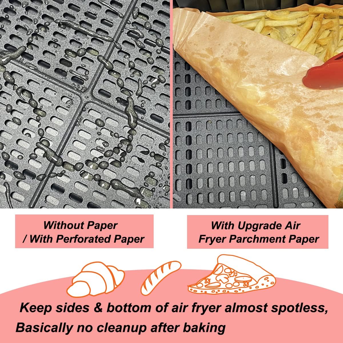 Silicone Baking Paper - Suitable for Airfryer Liners - Compatible with Dual-Zone Fryers - 100 Pieces