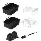 Airfryer Accessory Set - Silicone Liner, Grill, Steam Basket, Baking Tray and Pan - Set of 7