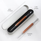 Coffee Latte Art Needle - 304 Stainless Steel Coffee Art Pen - Cappuccino Engraving Pen Double Head - Stainless Steel Espresso Tool - For Latte Decoration - With Wooden Handle - Top-Down View