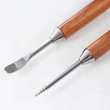 Coffee Latte Art Needle - 304 Stainless Steel Coffee Art Pen - Cappuccino Engraving Pen Double Head - Stainless Steel Espresso Tool - For Latte Decoration - With Wooden Handle - 45-Degree Angle