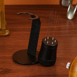 Coffee Mixer - Fabric Mixer with Holder - 6-Pin Coffee Stirrer - Removable and Washable Mixer - Black - Top-Down View