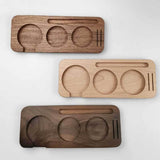 Tamper - Adjustable base with anti-slip bracket - Suitable for espresso machines - Walnut - 51 mm - Top-Down View