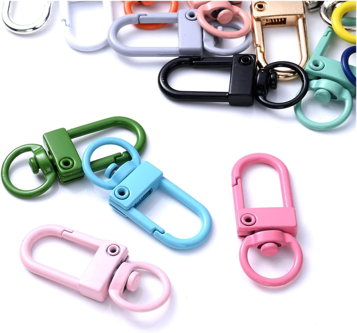 Colorful Key Ring with Lock - Metal Carabiner - Keyring - Car DIY Jewelry Accessories - Pack of 30 (Color: Random)