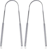 Tongue scraper - Stainless steel tongue cleaner - Freshens breath - Restores taste - Pack of 2