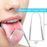 Tongue scraper - Stainless steel tongue cleaner - Freshens breath - Restores taste - Pack of 2