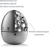 Egg Timer - Kitchen Timer - Analogue Kitchen Timer - Mechanical Kitchen Timer - Timer - Egg - Stainless Steel