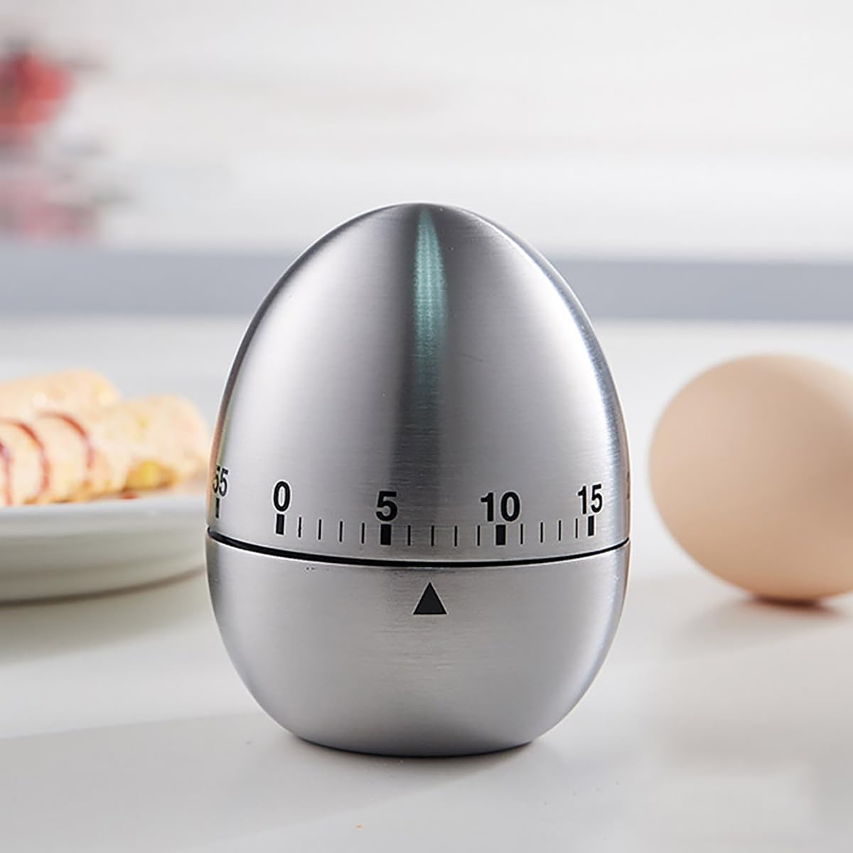 Egg Timer - Kitchen Timer - Analogue Kitchen Timer - Mechanical Kitchen Timer - Timer - Egg - Stainless Steel