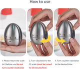 Egg Timer - Kitchen Timer - Analogue Kitchen Timer - Mechanical Kitchen Timer - Timer - Egg - Stainless Steel