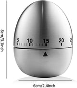 Egg Timer - Kitchen Timer - Analogue Kitchen Timer - Mechanical Kitchen Timer - Timer - Egg - Stainless Steel