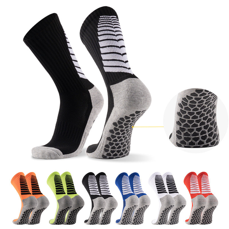 Socks - Football Socks - Men's Mid-Calf - Towel Sole - PVC Anti-Slip Thickened - Sports Football Socks - Shock Absorption and Wear Resistance - 1 Pair - White - Sizes 39-45 available