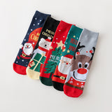 Socks - Christmas socks - Cotton women's socks with cartoon motif - 5 pairs