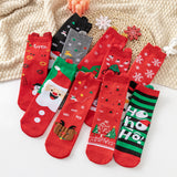 Socks - Christmas socks - Cotton women's socks with cartoon motif - 5 pairs - Side View