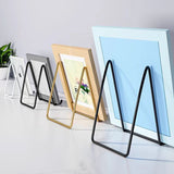 Photo Frame Stand - Set of 4 - Medal and Certificate Stand - Creative Standing Glass Photo Stand - Black - Front View