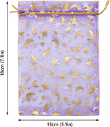 Gift bags - Purple drawstring organza - Wedding jewelry bags - 13x18cm - 100 pieces - Front View