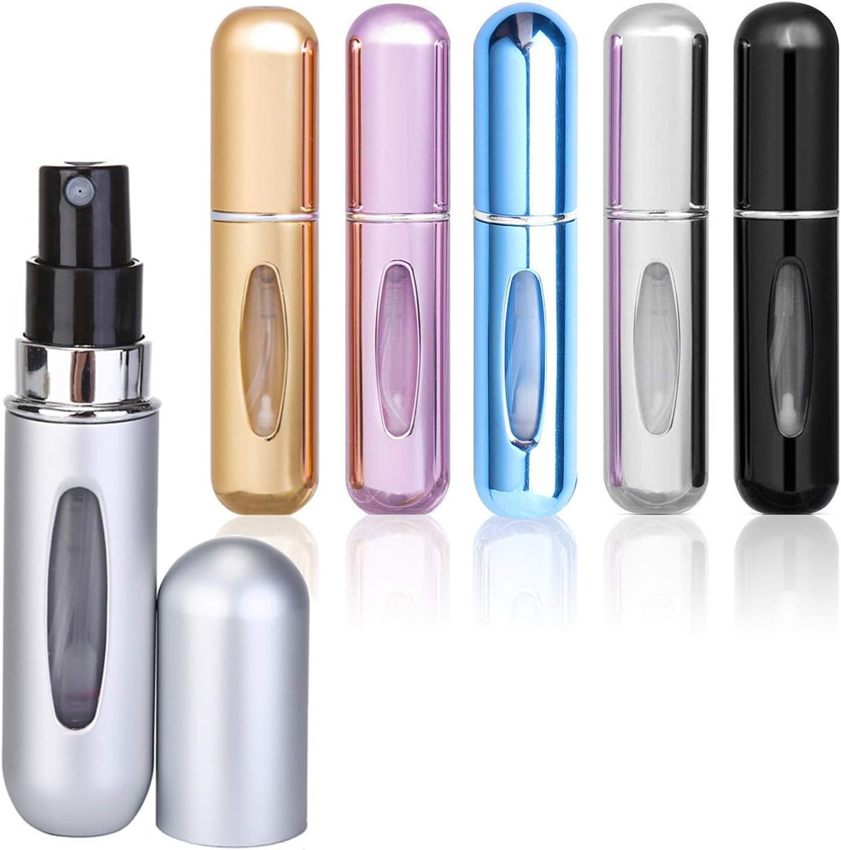 Perfume Spray Bottle 5ml - Mini Travel Atomizer Bottle - Empty Atomizer Bottle with Filling Opening - With Viewing Window - Wallet-Friendly Essential Oil Toner Aftershave - Pack of 5